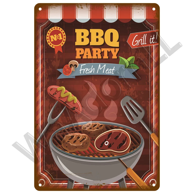 Retro Vintage BBQ Sign