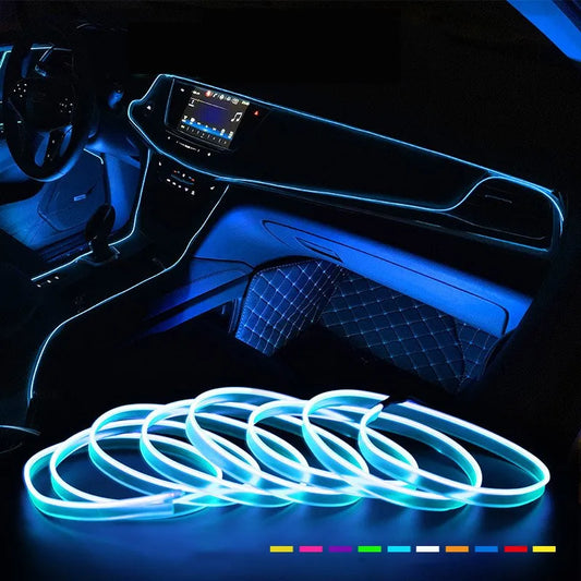 2M/3M/5M LED Car Interior Decoration Light EL Wiring Neon Strip For Auto DIY Flexible Ambient Light with USB Drive Ambient Lamp