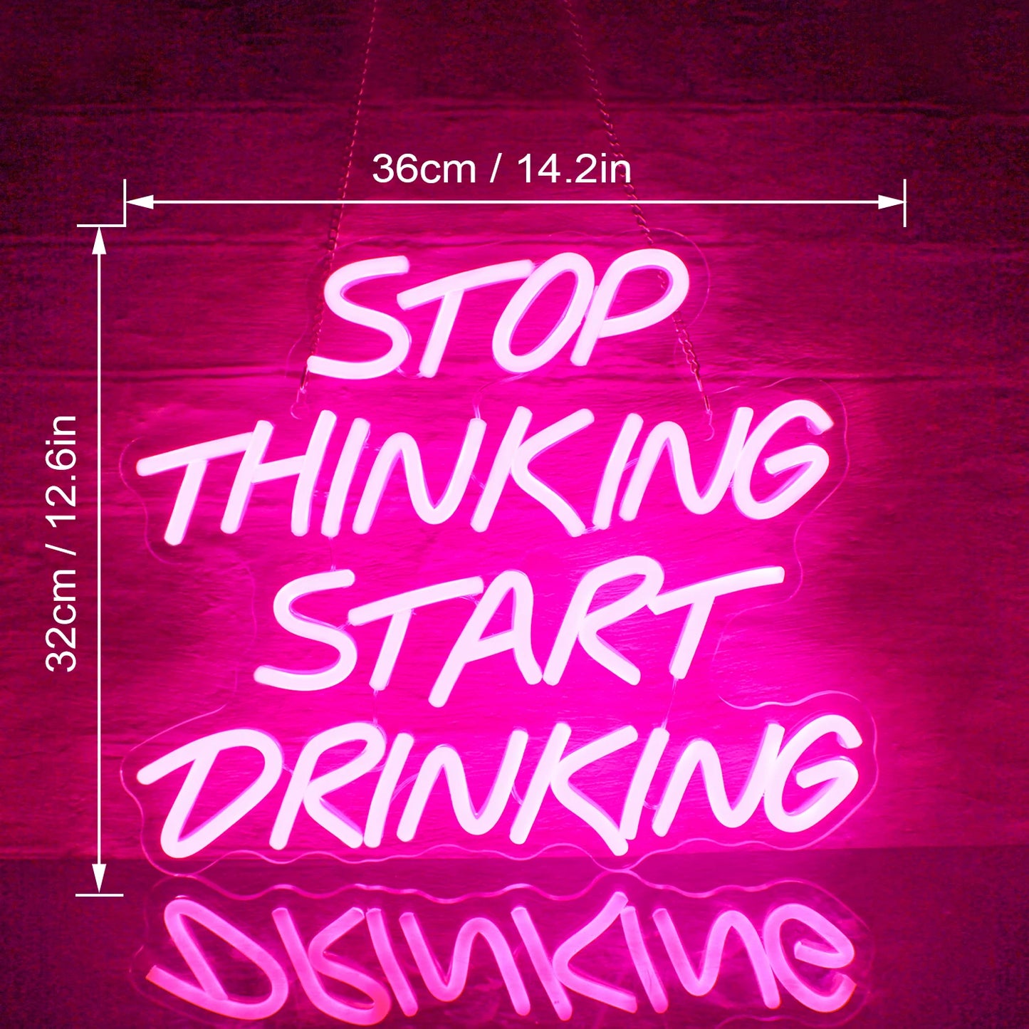 Stop Thinking Start Drinking Neon Sign - Various