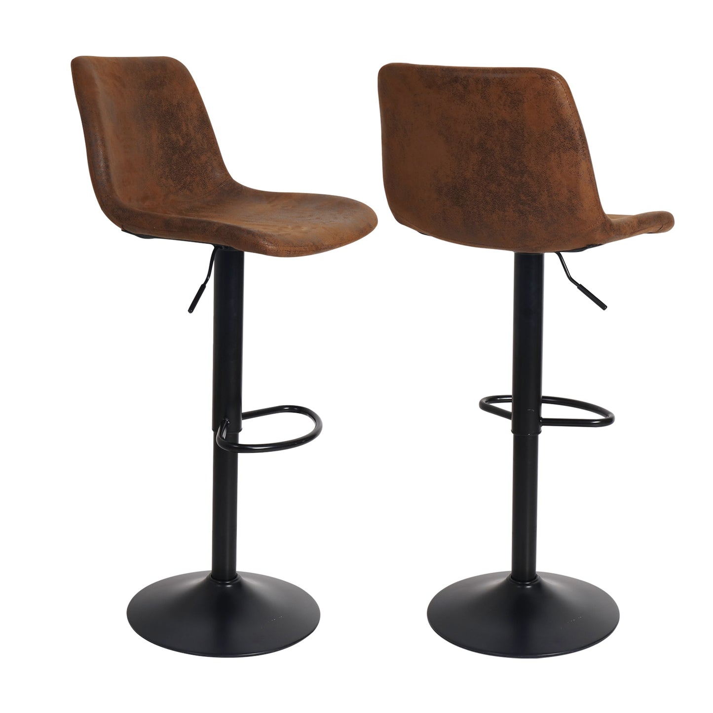 Set of 2 Bar Stools in faux faded leather