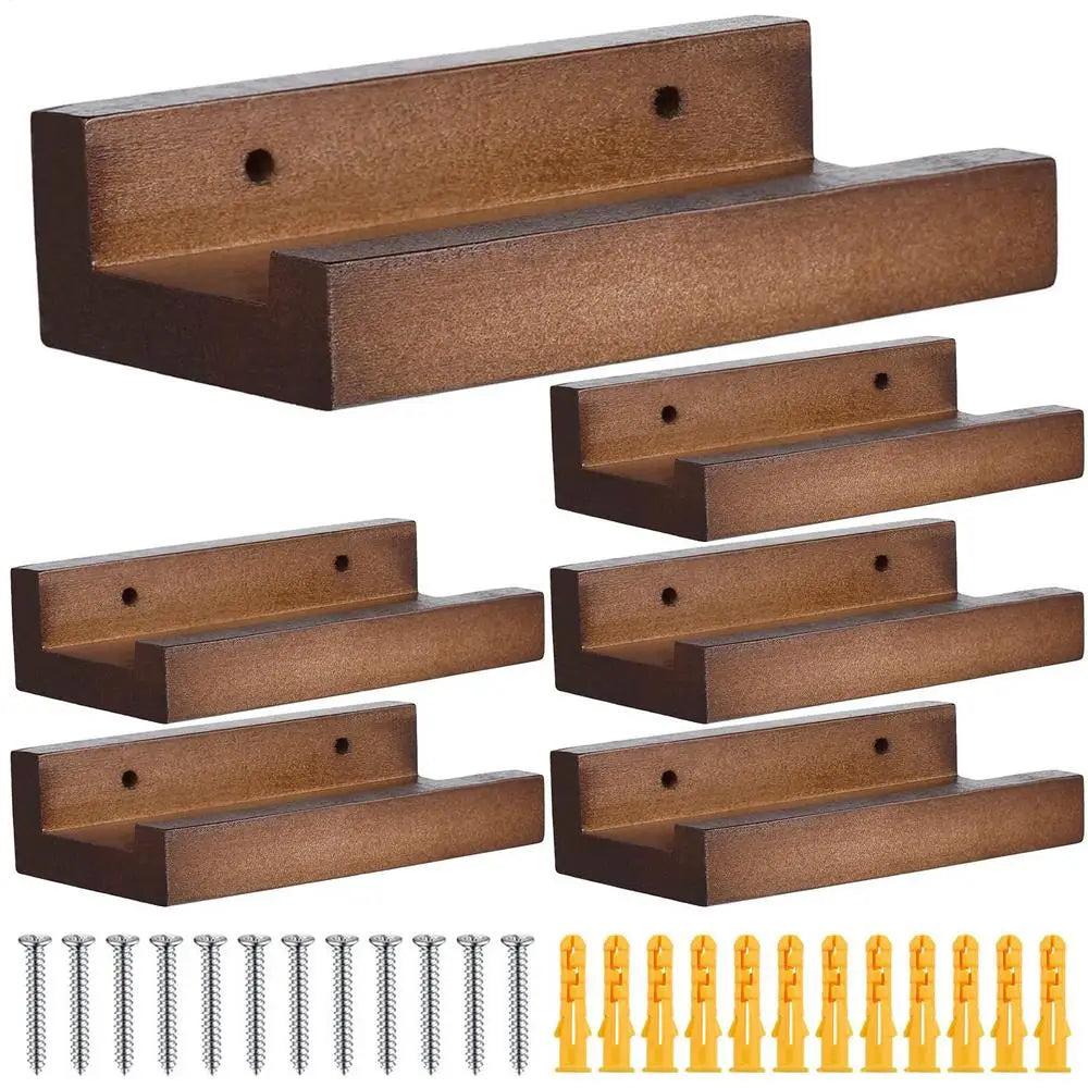 Wooden Vinyl Record Wall Display Set – 6 Holders
