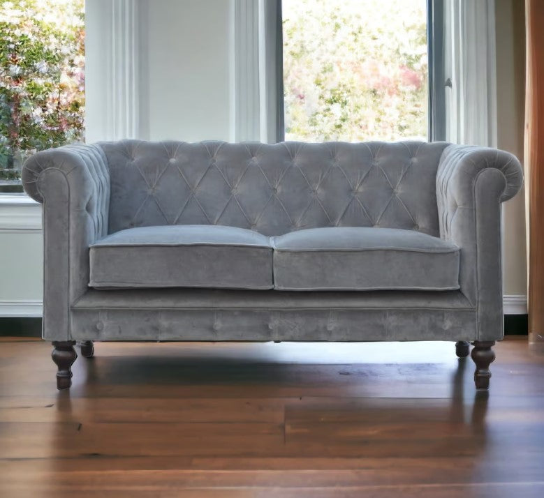 Grey Velvet Chesterfield Sofa