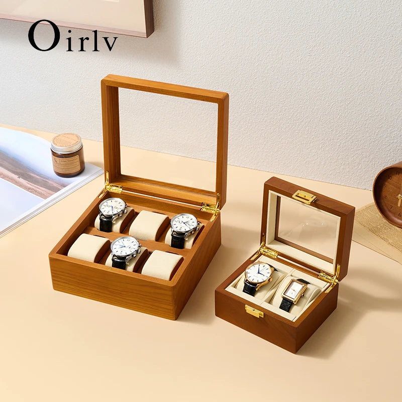 Oirlv Wooden Watch Display Box – 1, 2 or 6 Slots