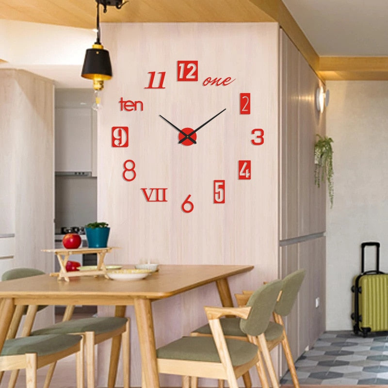 Wall Clock Stickers & Clock - 3 Colours