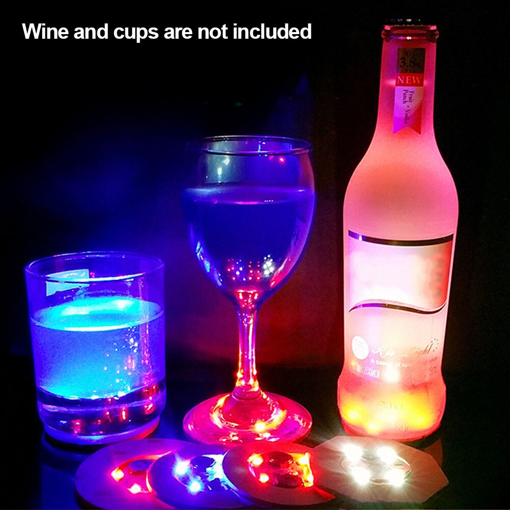 LED Drinks Coasters Bottle Lights 10 Pack mancavesuperstore