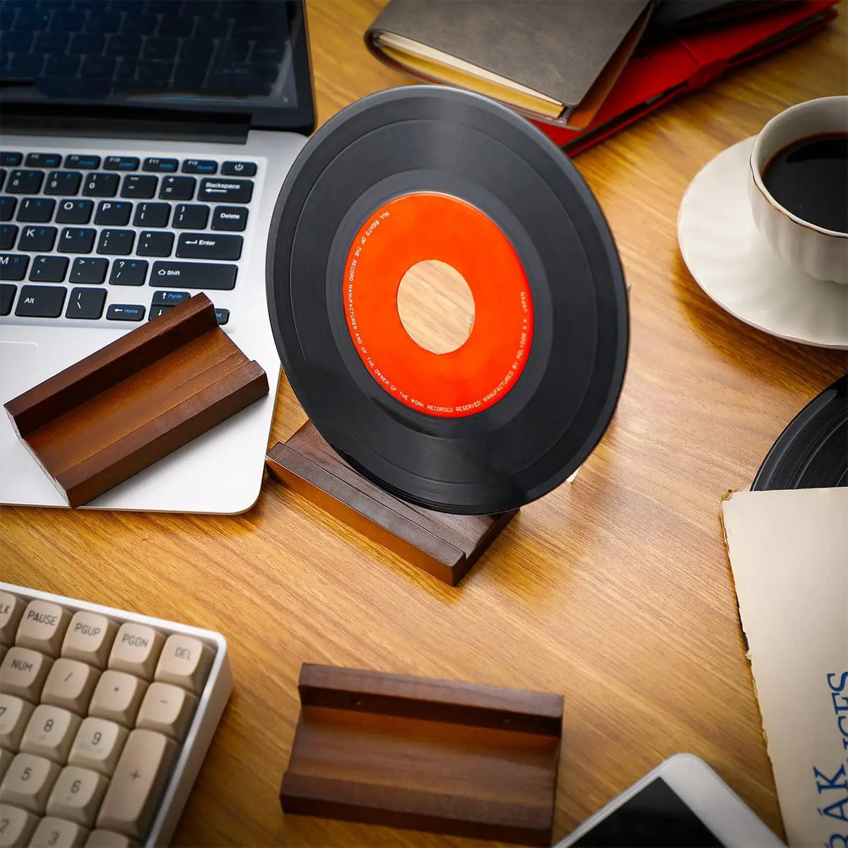 Wooden Vinyl Record Wall Display Set – 6 Holders