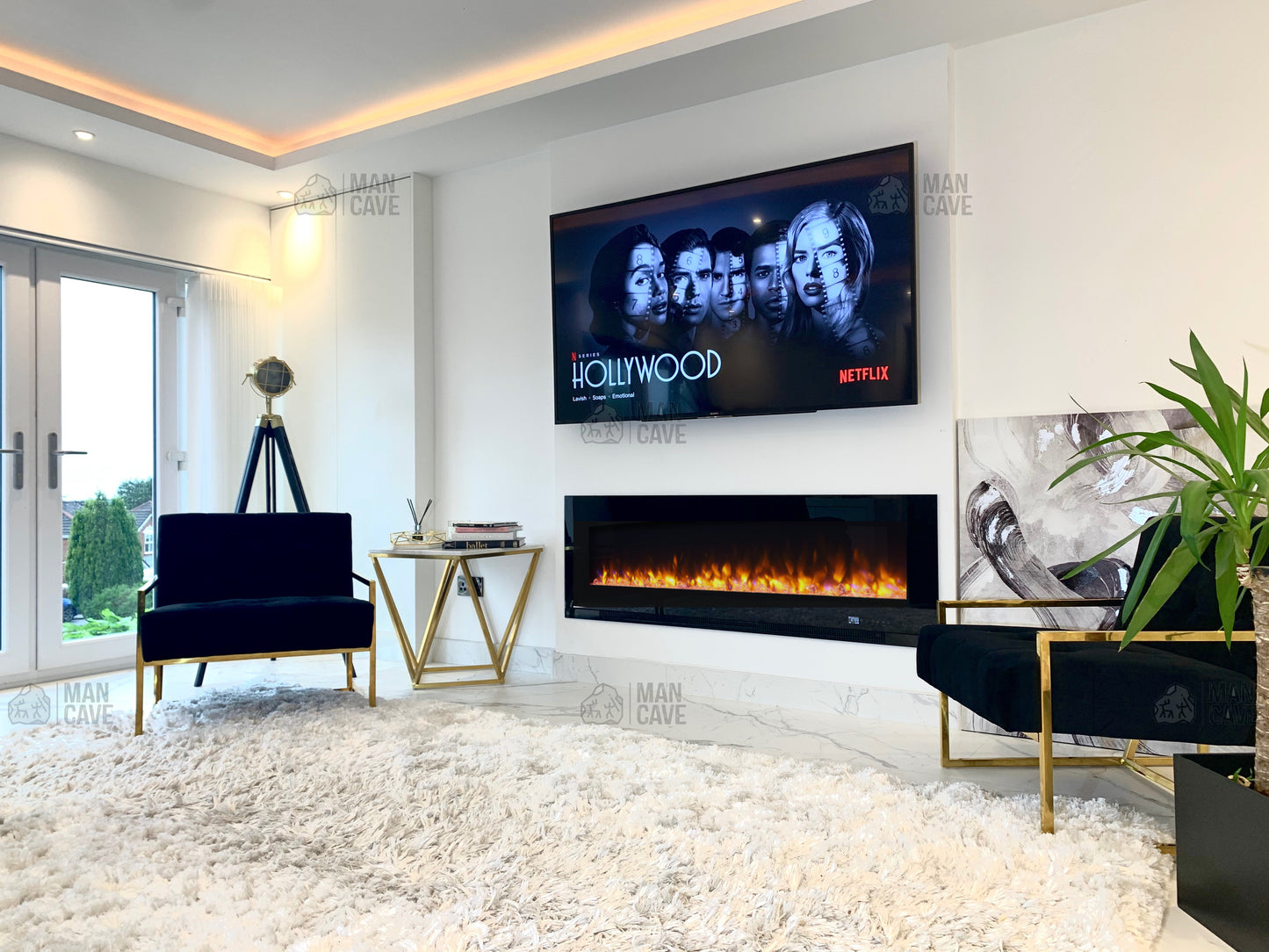 Media Wall Aurora Flush Mounted Insert Electric Fire - 60 inch