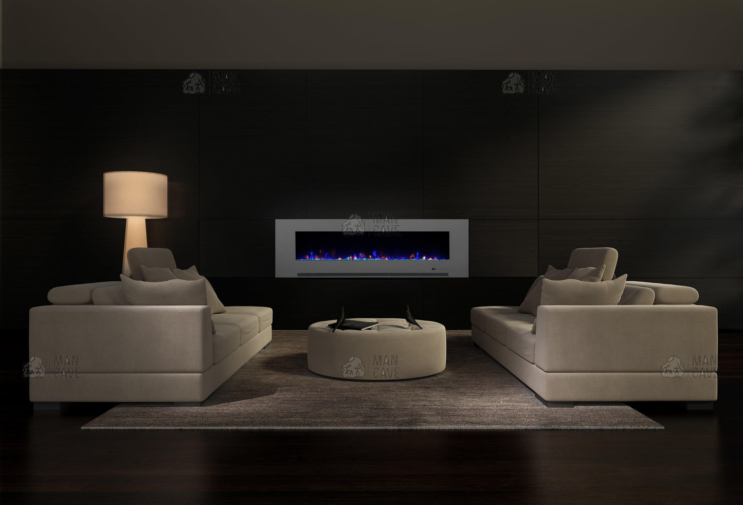 Aurora Flush Mounted Electric Fire - 50 inch - mancavesuperstore