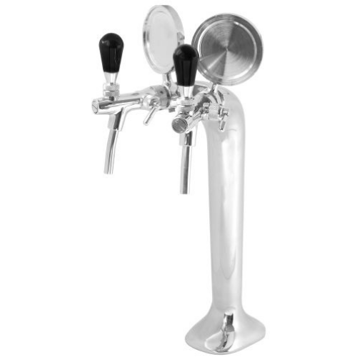 2-Way Metal Beer Tower - Chrome - Double Faucet - mancavesuperstore