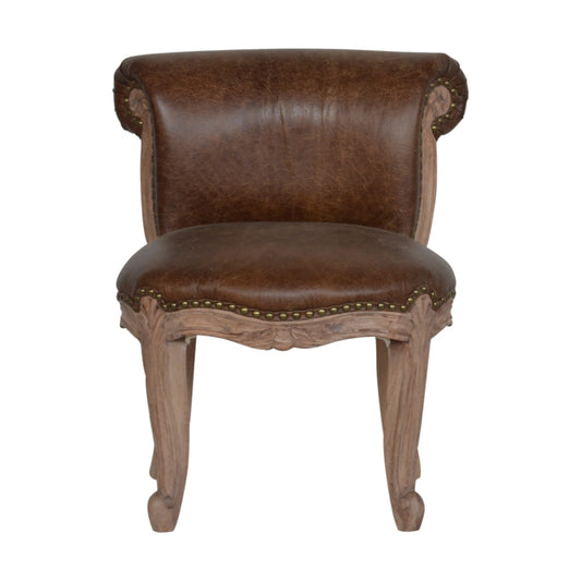 Buffalo Hide Studded Chair with Cabriole Legs - mancavesuperstore