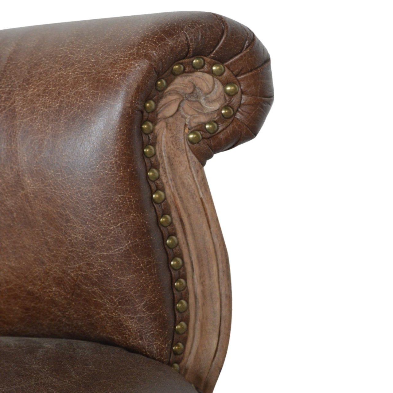 Buffalo Hide Studded Chair with Cabriole Legs - mancavesuperstore
