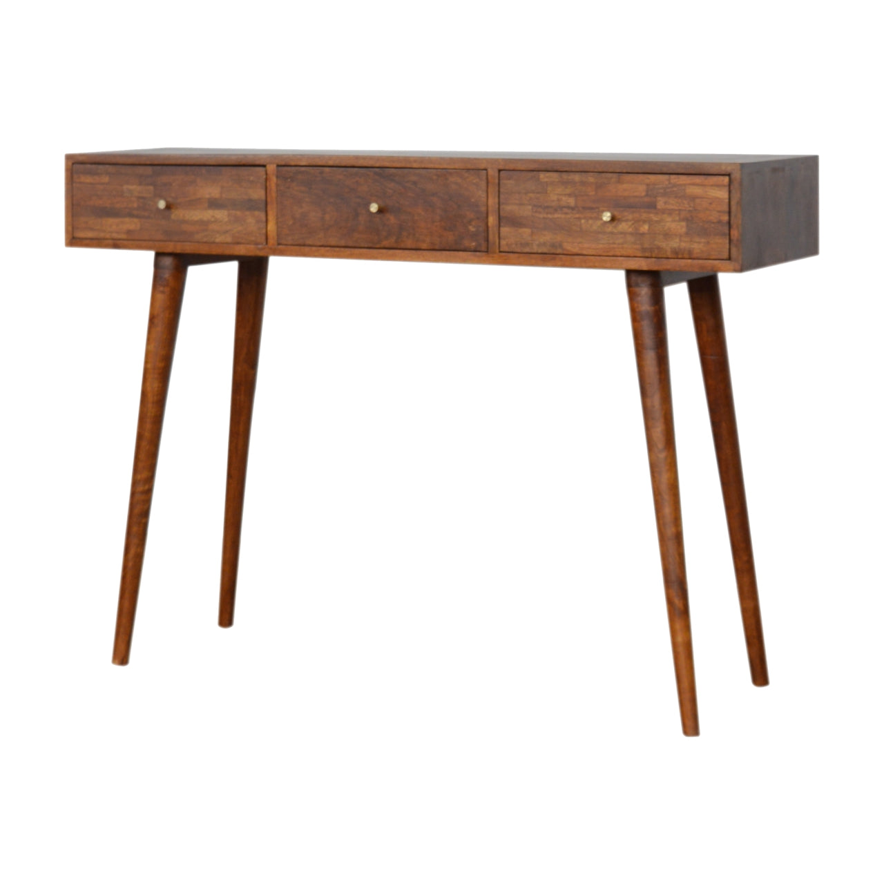 3 Drawer Mixed Chestnut Console Table - mancavesuperstore