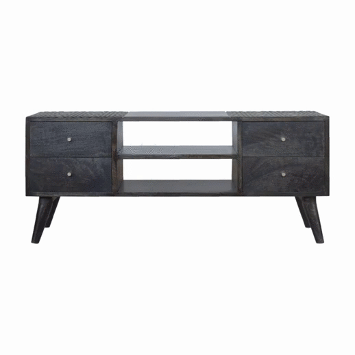 Ash Black Contemporary Entertainment Unit - mancavesuperstore