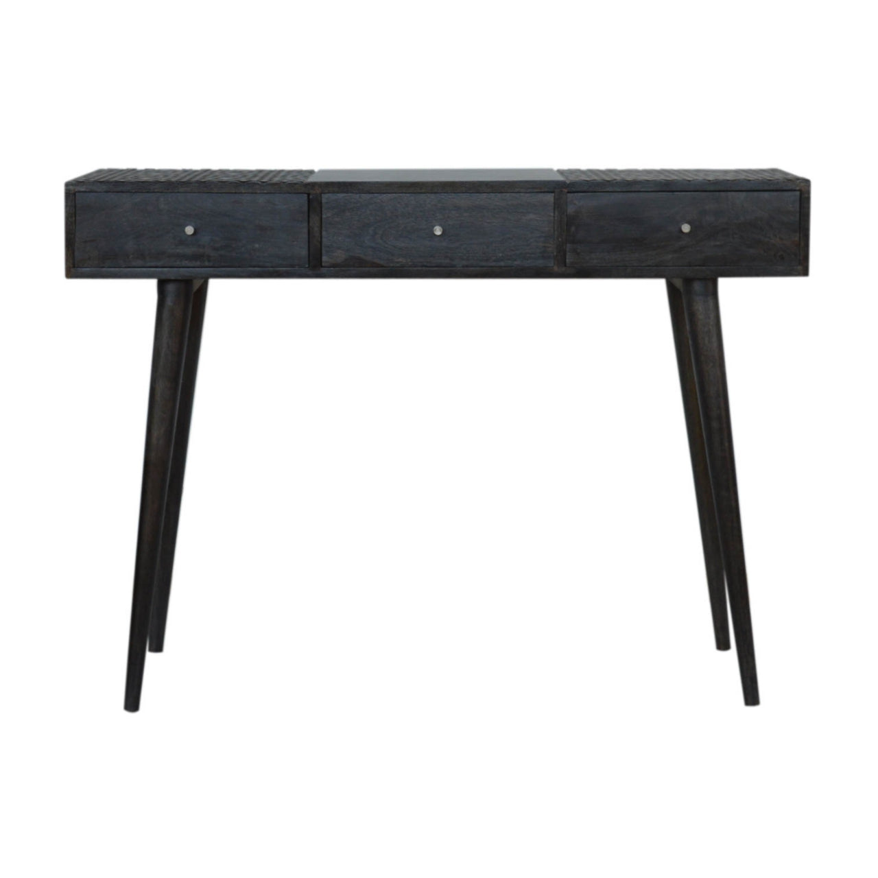 Ash Black 3 Drawer Console Table - mancavesuperstore