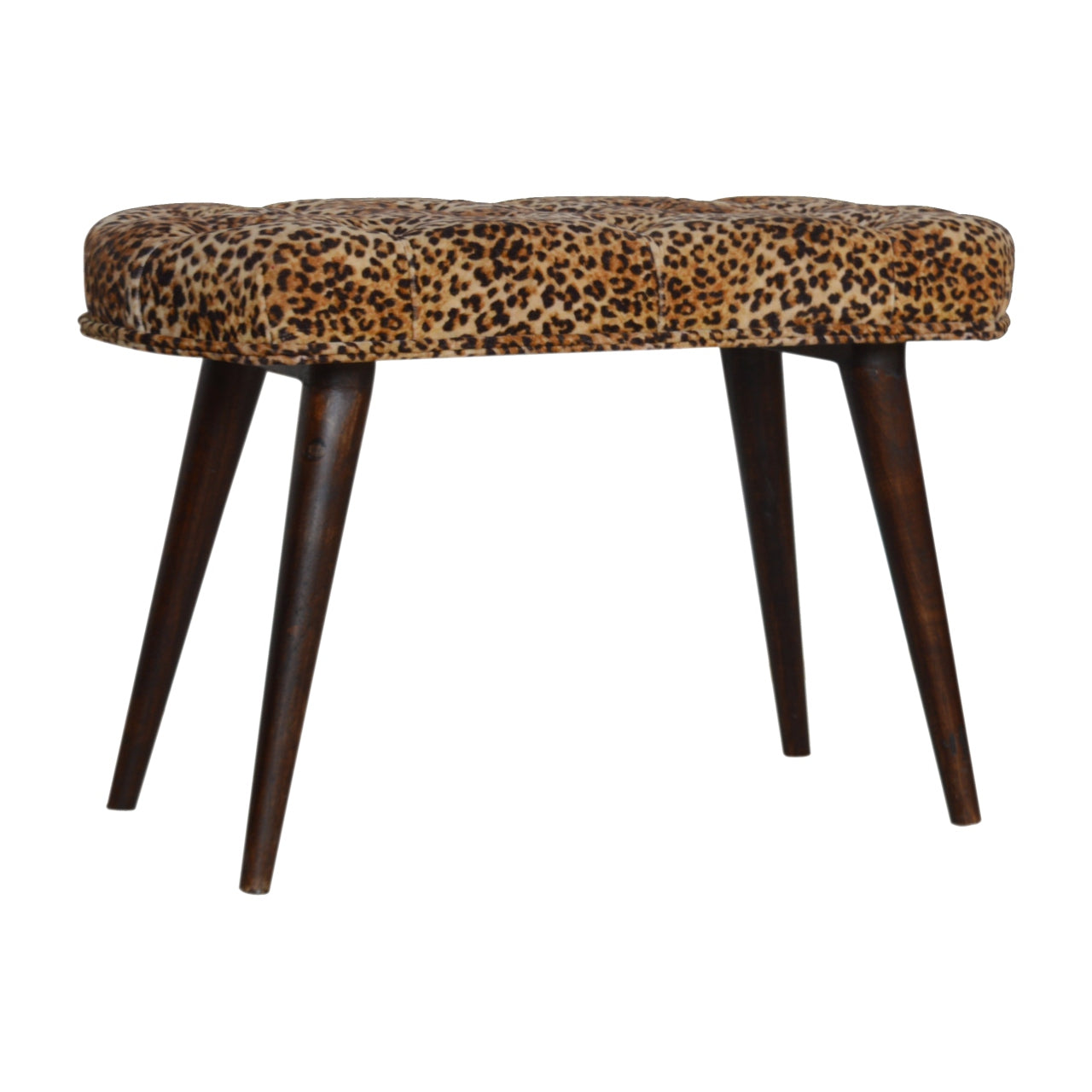 Leopard Print Deep Button Bench - mancavesuperstore