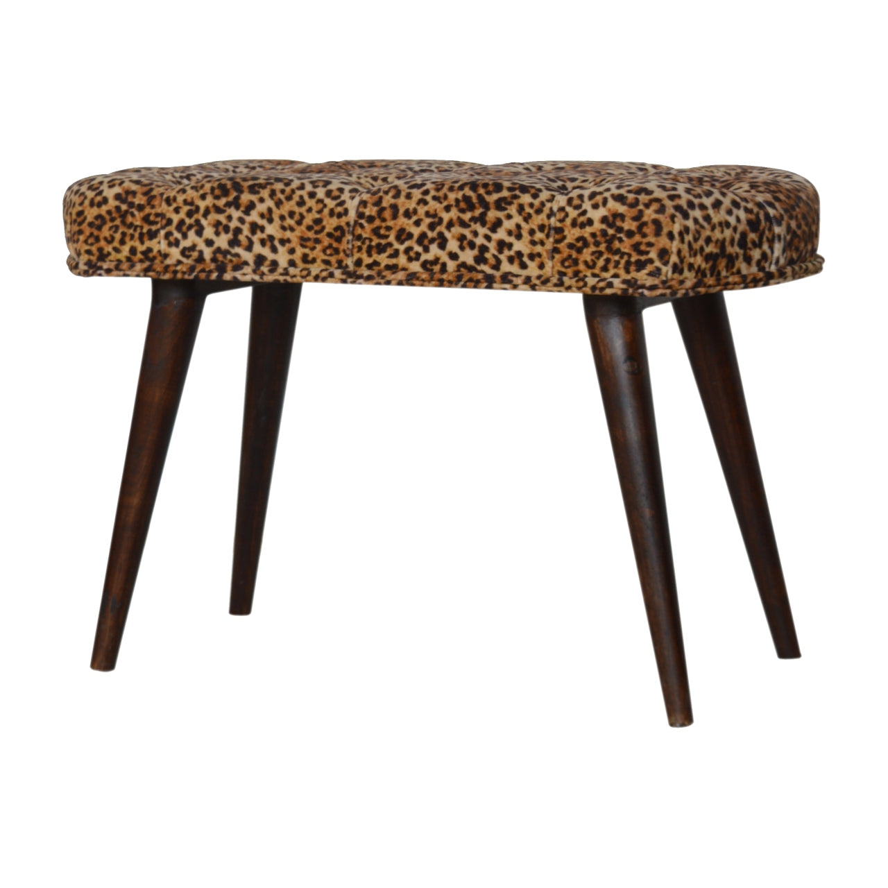 Leopard Print Deep Button Bench - mancavesuperstore