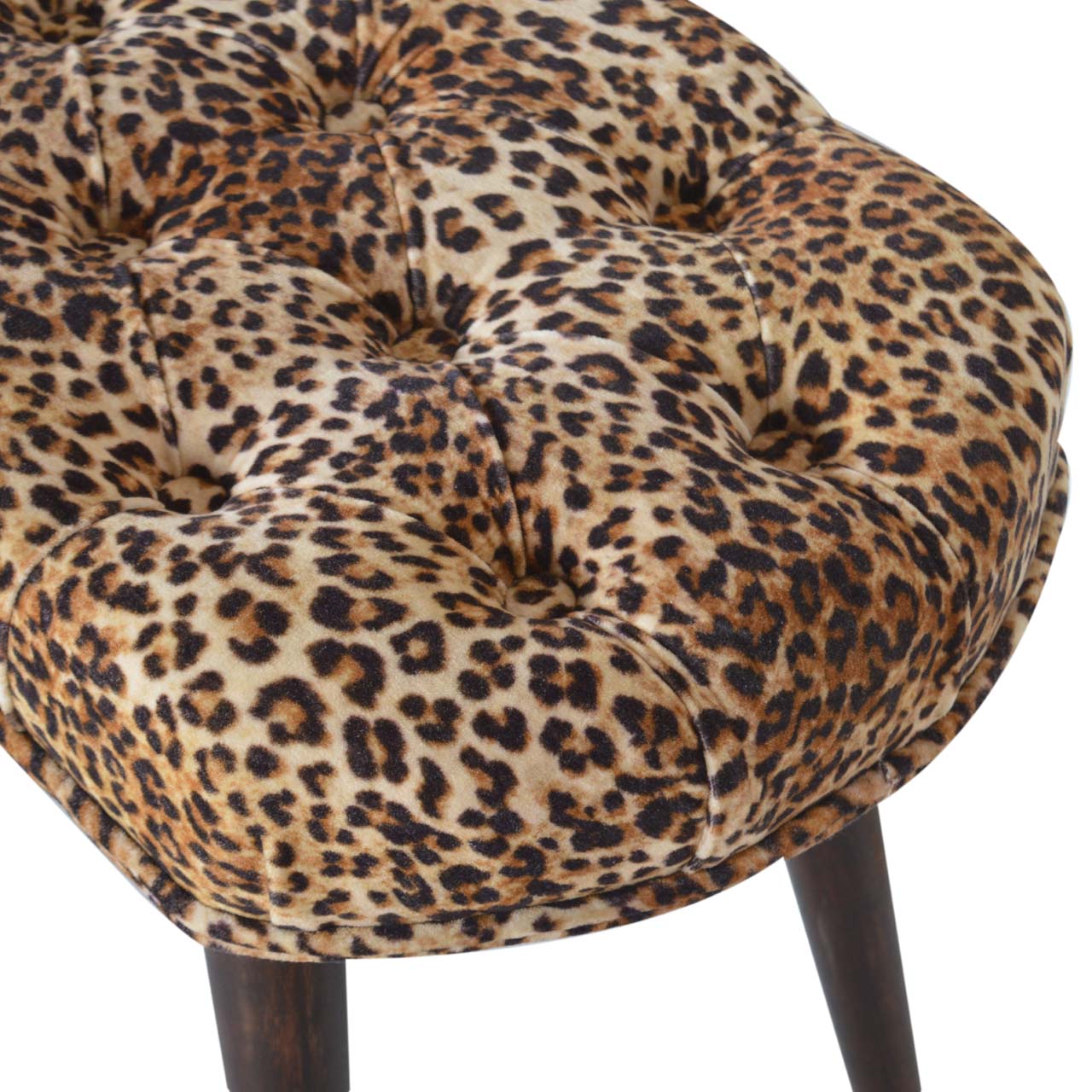 Leopard Print Deep Button Bench - mancavesuperstore