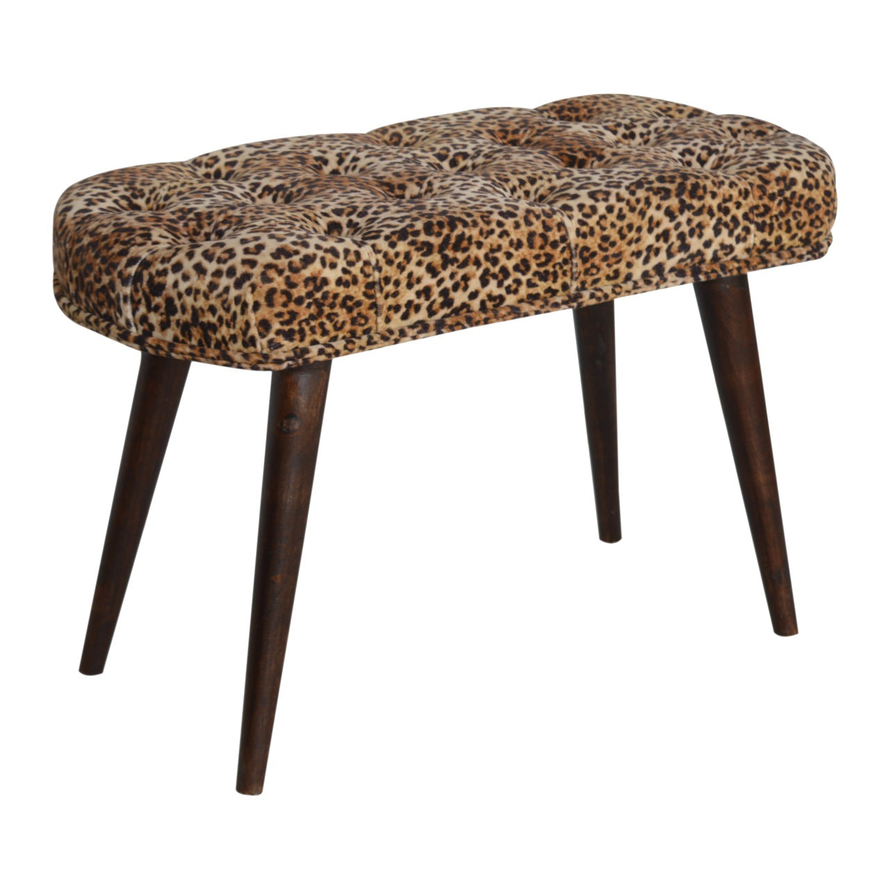 Leopard Print Deep Button Bench - mancavesuperstore