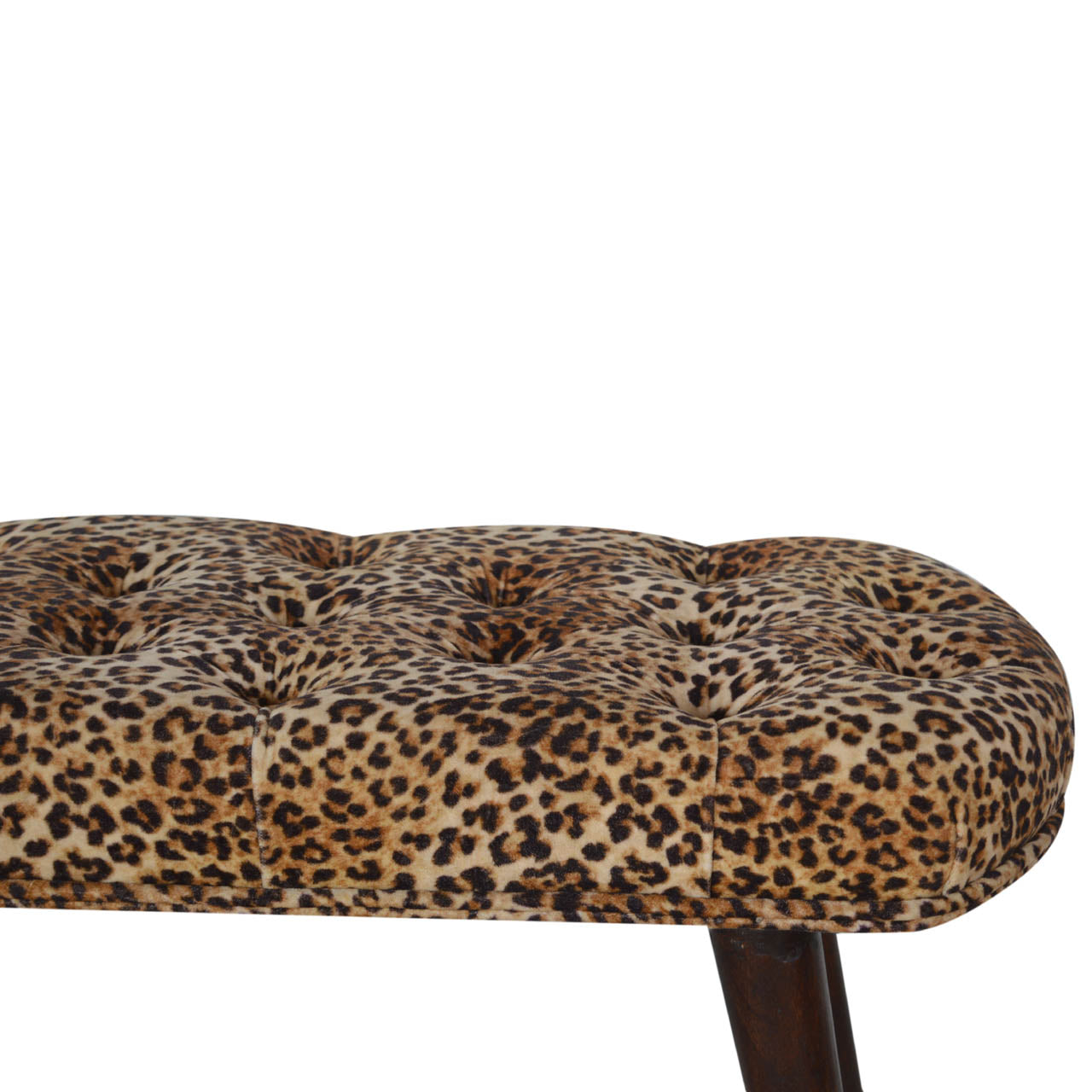 Leopard Print Deep Button Bench - mancavesuperstore