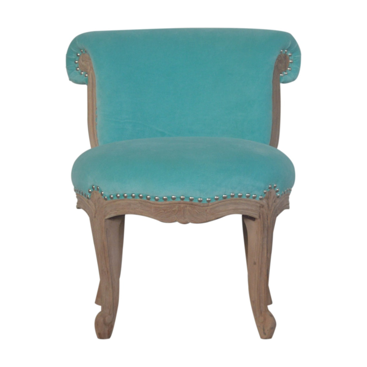 Aqua Velvet Studded Chair - mancavesuperstore