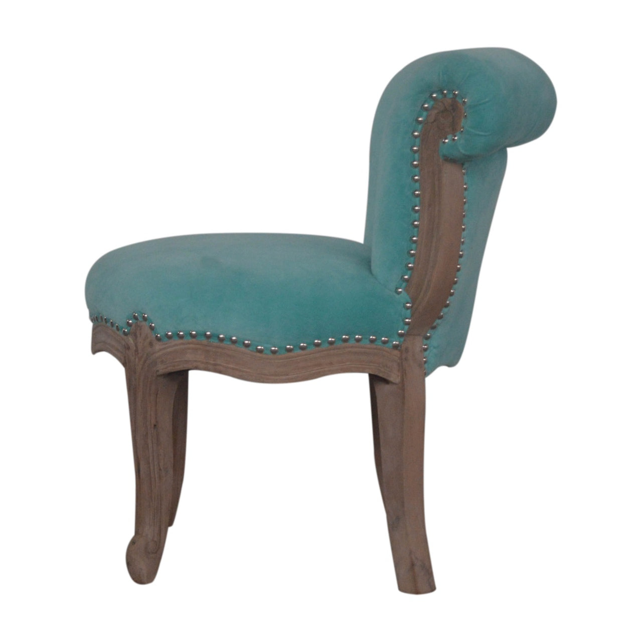 Aqua Velvet Studded Chair - mancavesuperstore