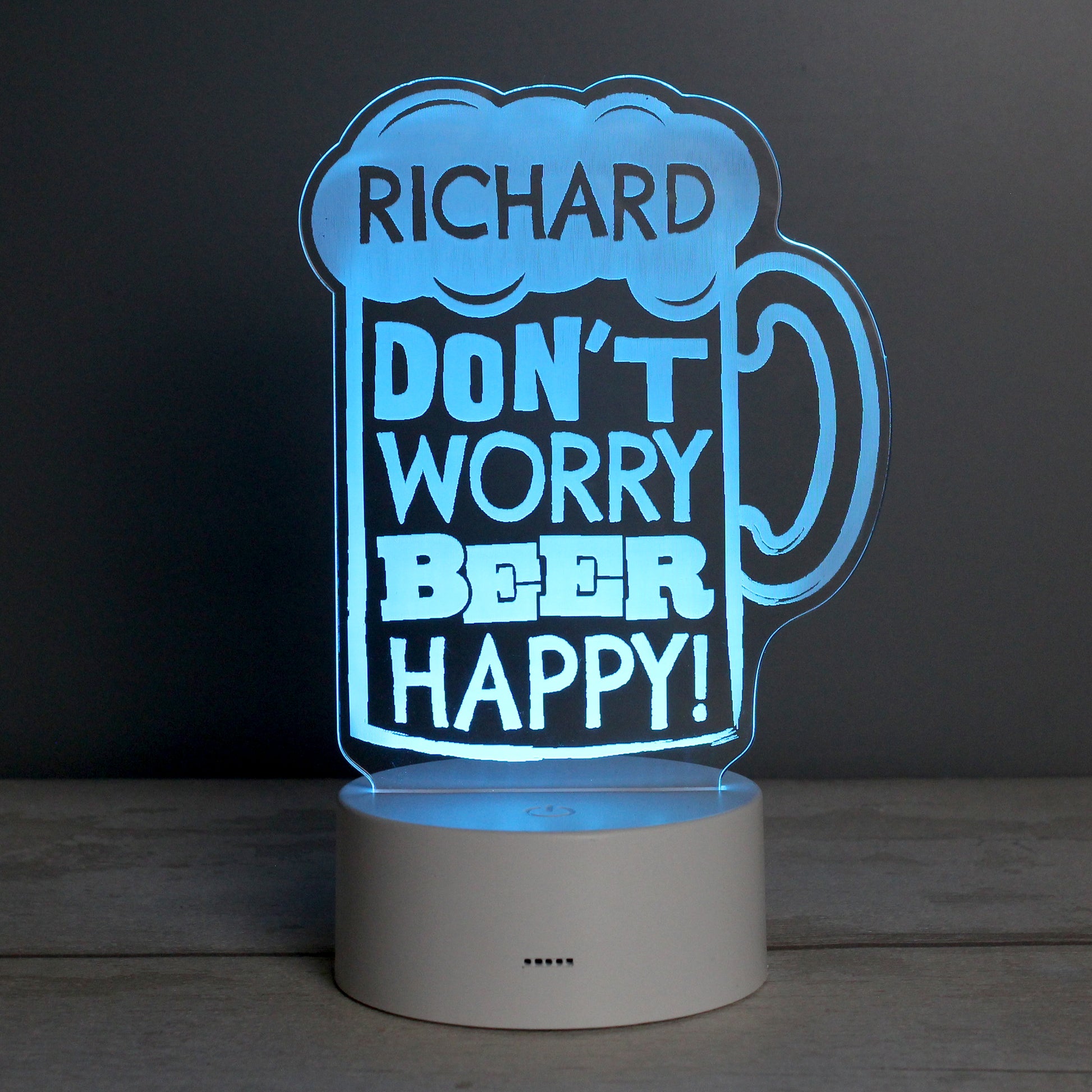 Personalised ""Beer Happy"" LED Colour Changing Light