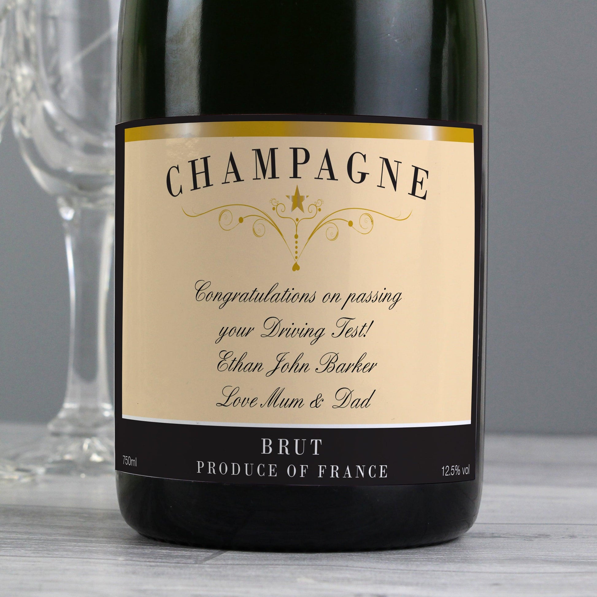 Personalised Champagne Bottle - Classic Label - mancavesuperstore