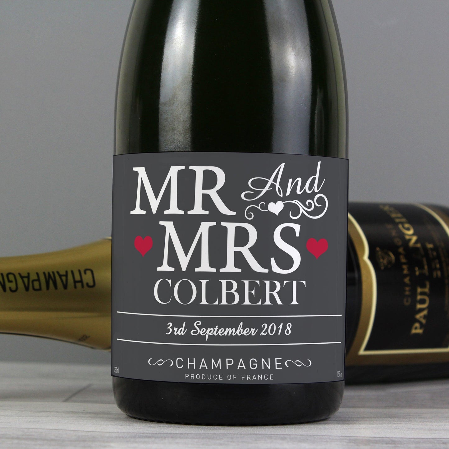 Personalised Champagne Bottle - Mr & Mrs Label - mancavesuperstore