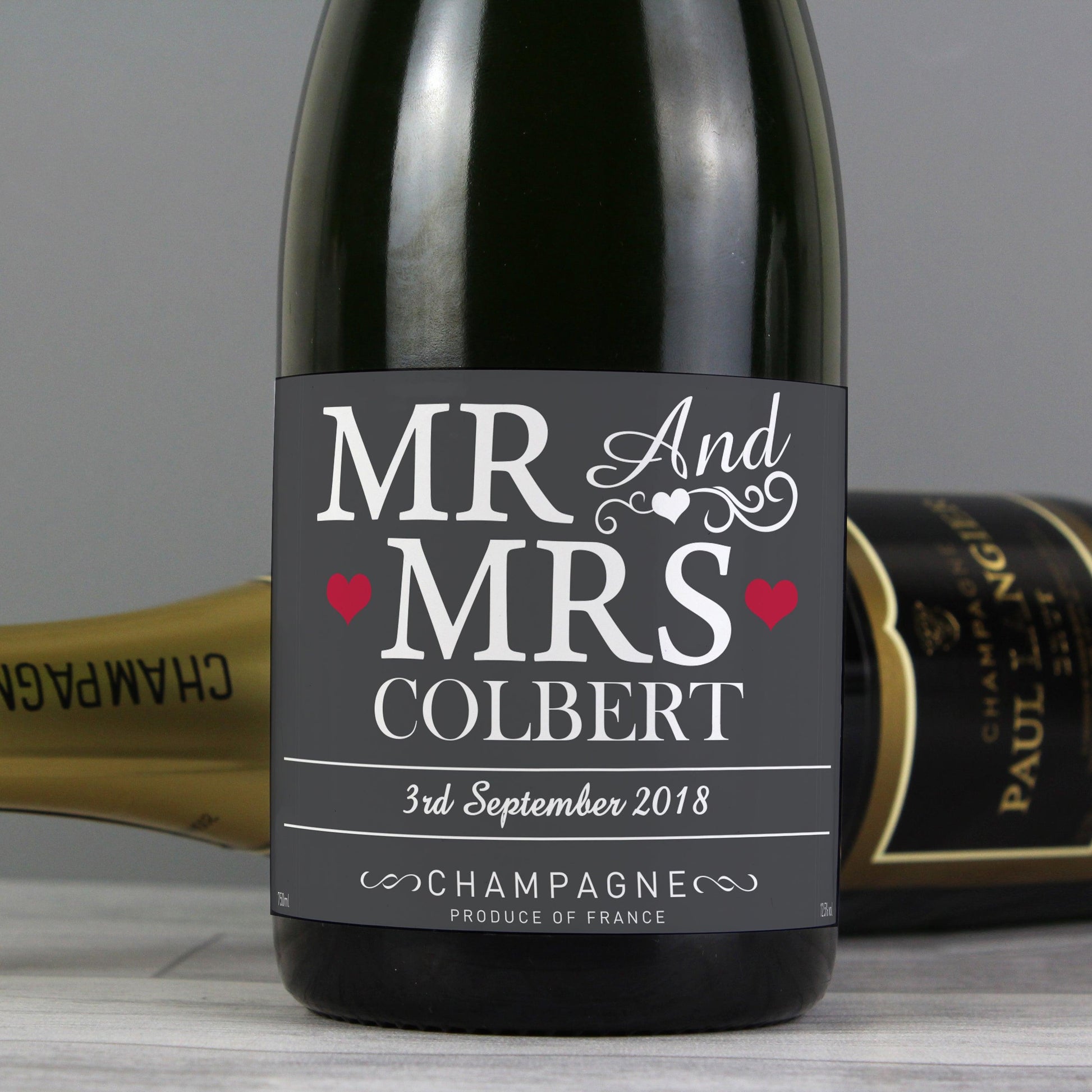 Personalised Champagne Bottle - Mr & Mrs Label - mancavesuperstore