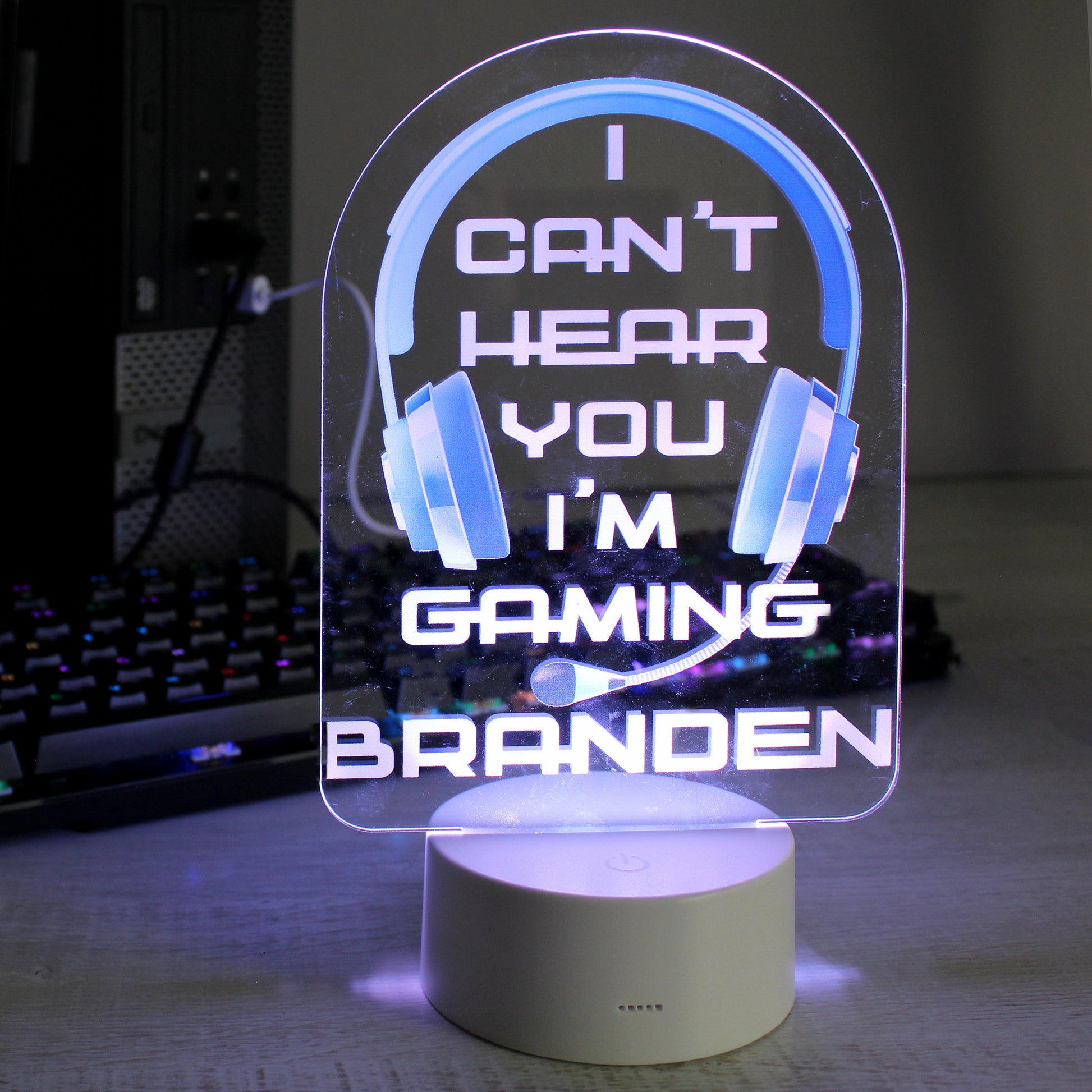 Personalised Blue Gaming LED Colour Changing Night Light