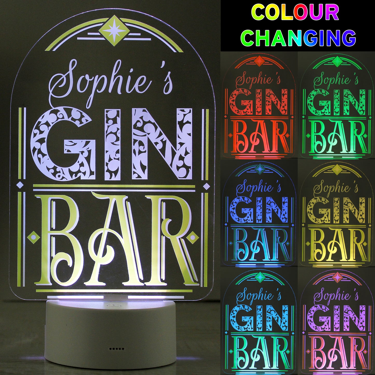 Personalised Light-up Gin Bar Sign