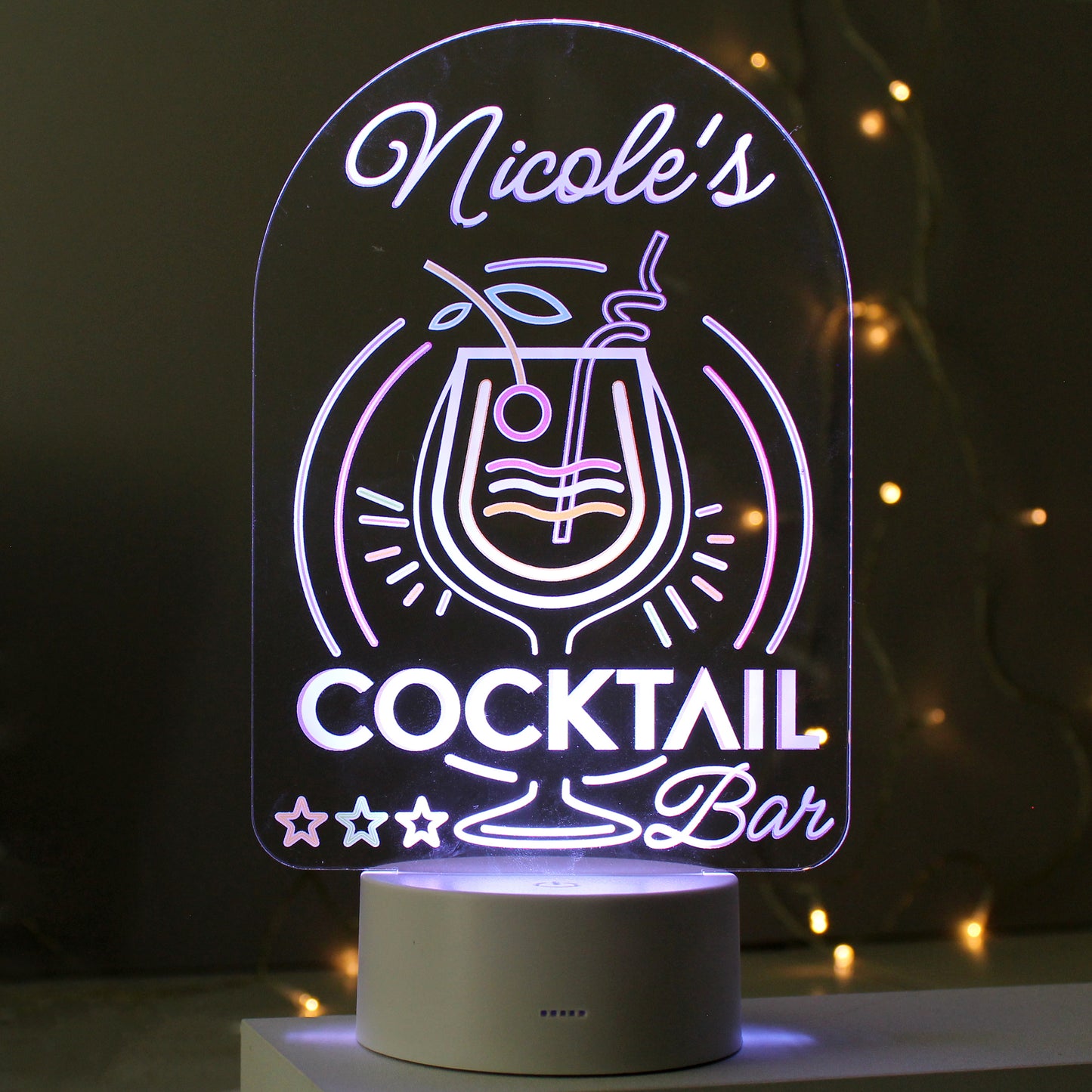 Personalised Light-up Cocktail Bar Sign