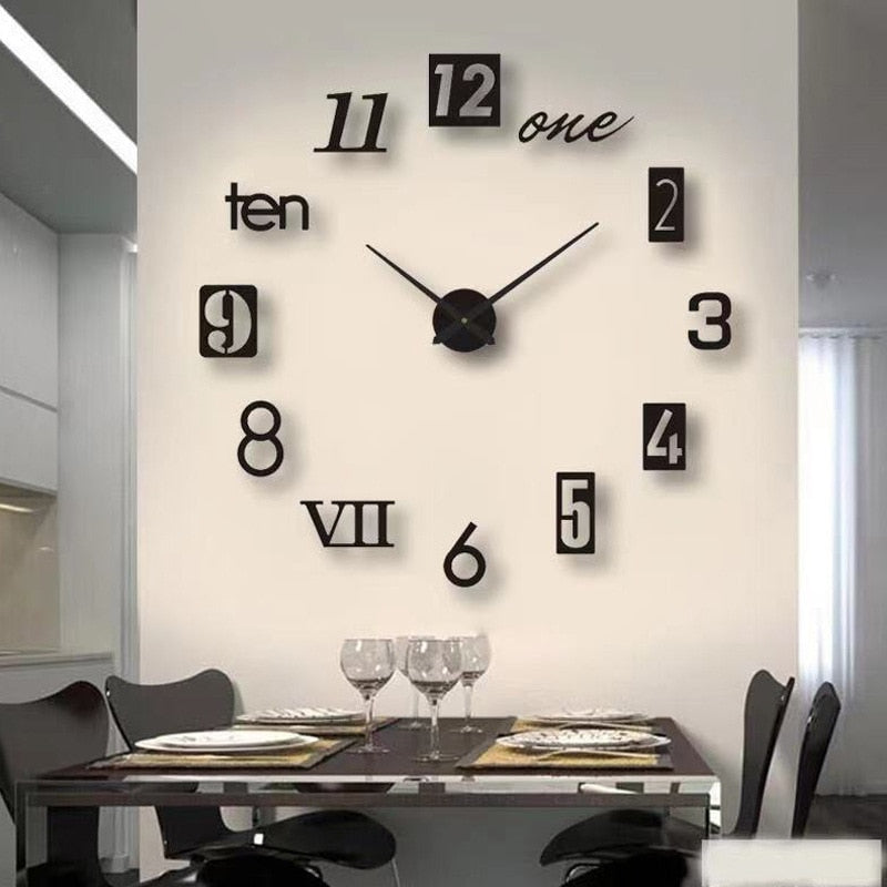 Wall Clock Stickers & Clock - 3 Colours