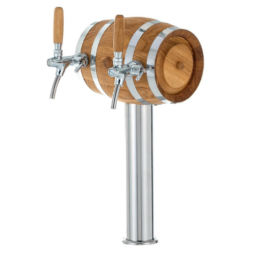 Soudek 2-Way Metal Beer Tower - Double Faucet - Barrell & Chrome Effect - mancavesuperstore