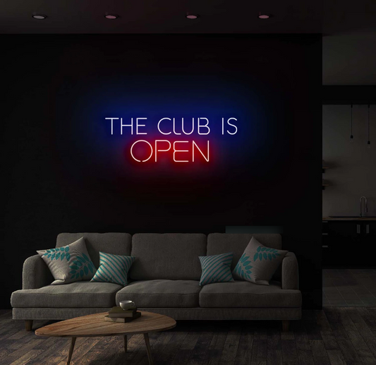 'The Club Is Open' Neon Sign - 50cm/75cm/100cm - mancavesuperstore