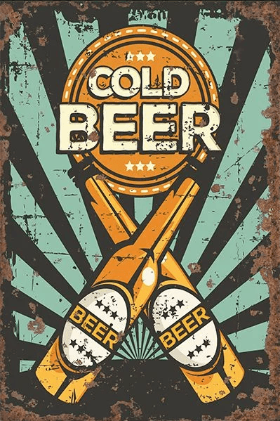 Cold Beer Time! - Vintage Metal Bar Sign - mancavesuperstore