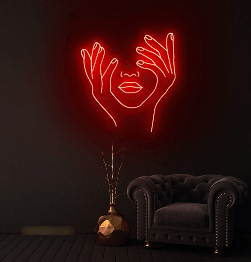 Woman's Face & Hands Neon Sign - 50cm/75cm/100cm - mancavesuperstore