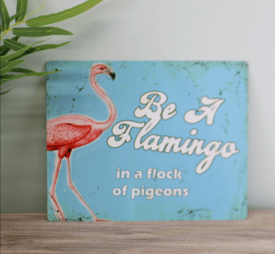 Be A Flamingo! - Vintage Metal Bar Sign - mancavesuperstore