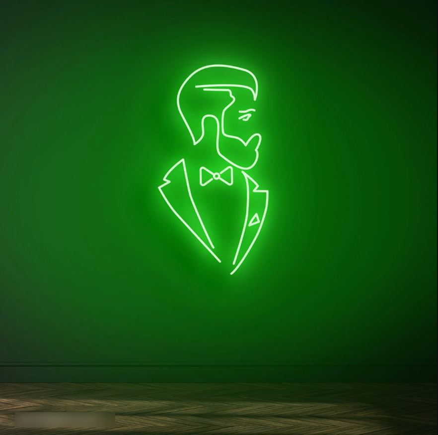 Bearded Refined Man Neon Sign - 100cm/150cm - mancavesuperstore