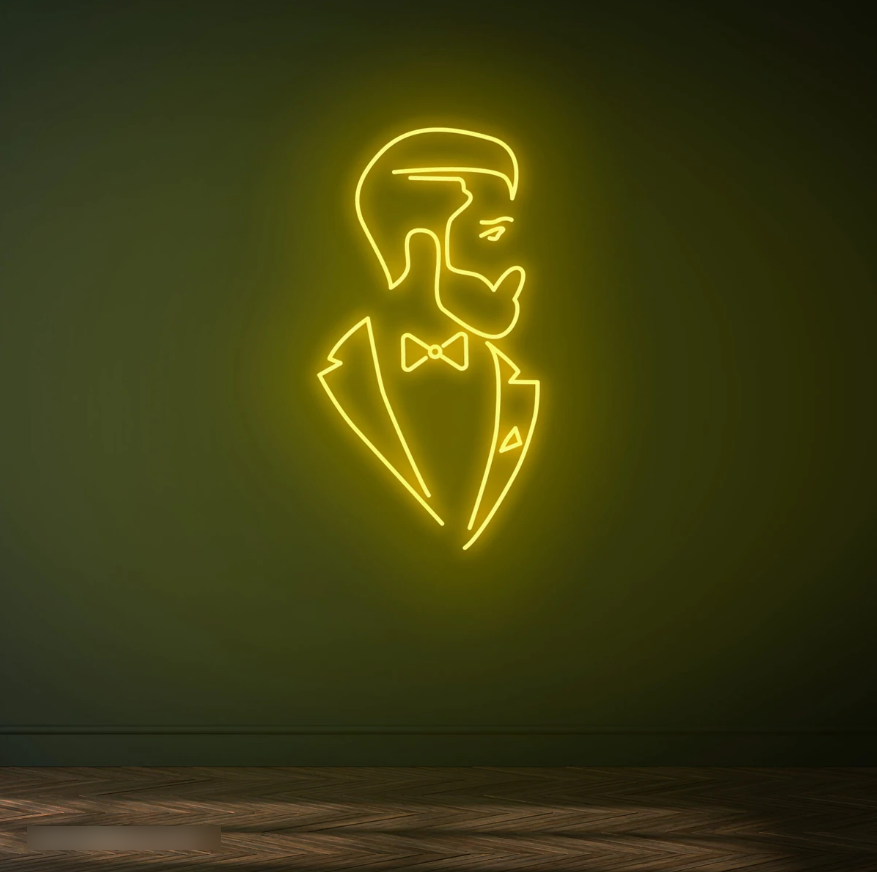 Bearded Refined Man Neon Sign - 100cm/150cm - mancavesuperstore
