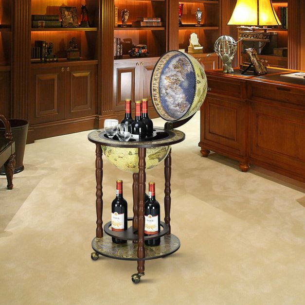 Traditional Globe Drinks Cabinet with Wheels - Cream Globe