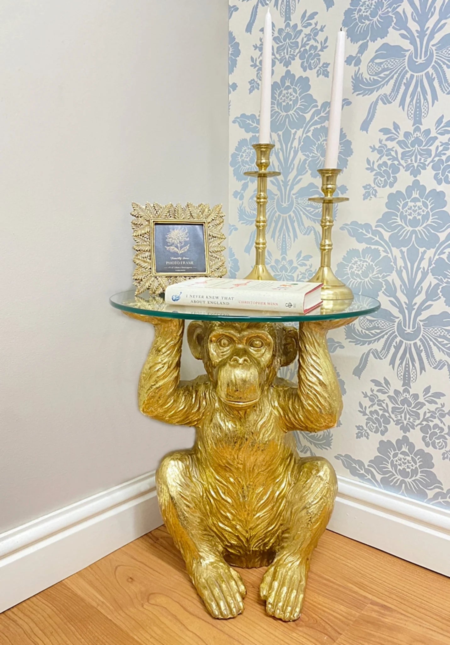 Golden Monkey Glass Side Table