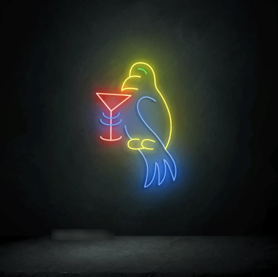 Parrot  & Cocktail Neon Sign - 50cm/75cm/100cm - mancavesuperstore