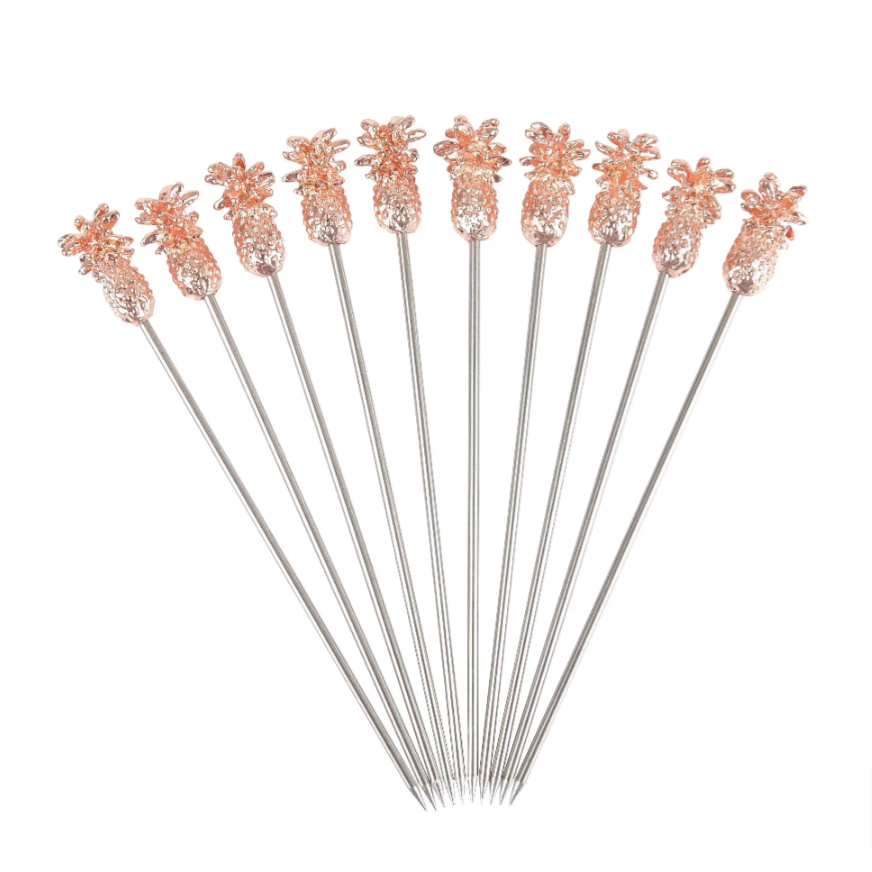 10 Pack - Copper Plated Pineapple Garnish Pick - mancavesuperstore
