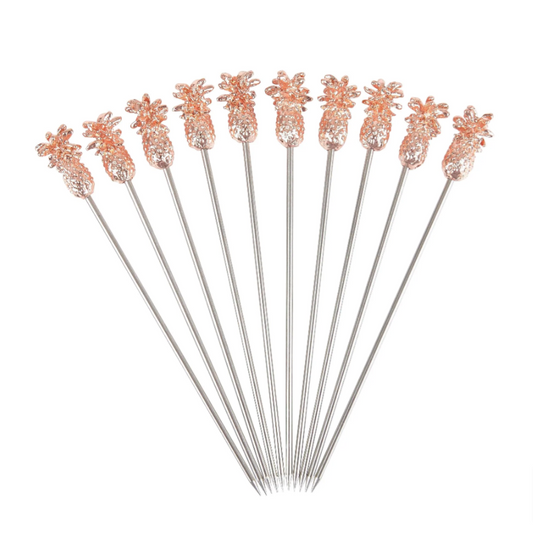 10 Pack - Copper Plated Pineapple Garnish Pick - mancavesuperstore