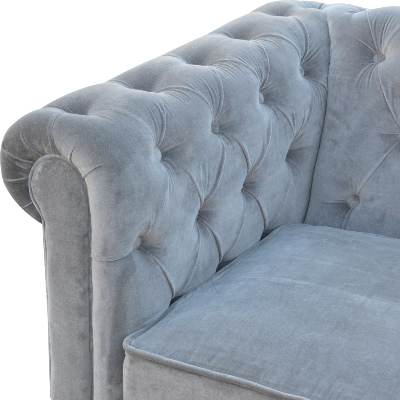 Grey Velvet Chesterfield Sofa - mancavesuperstore