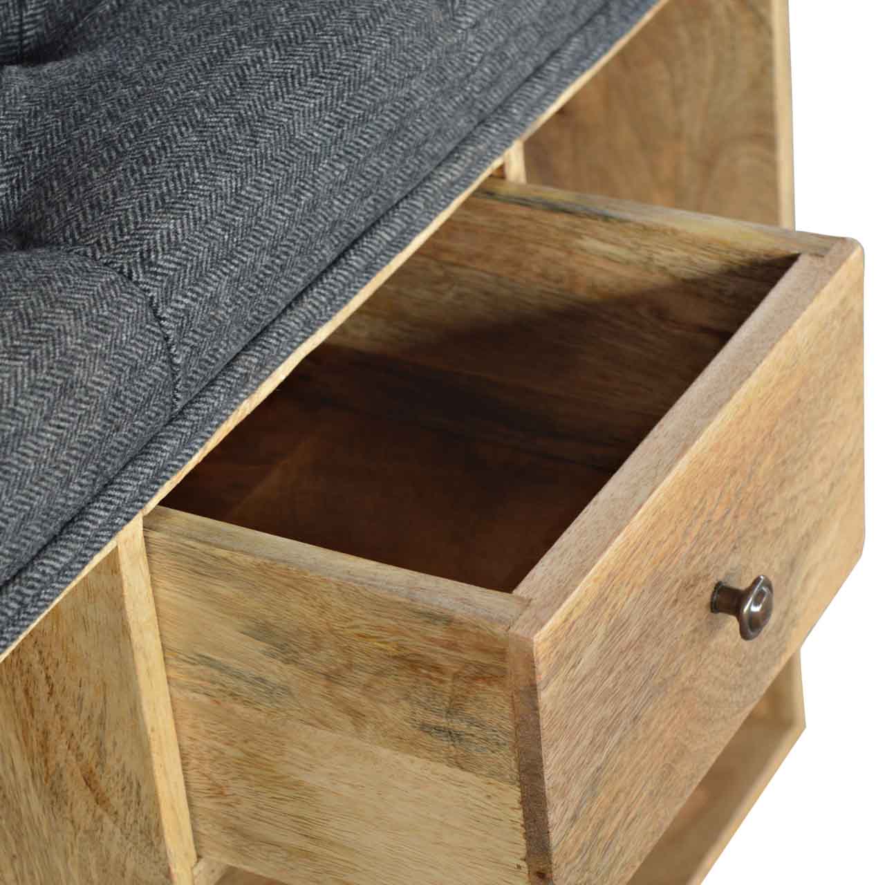 Seating & 6 Slot Shoe Storage Bench - Black Tweed - mancavesuperstore