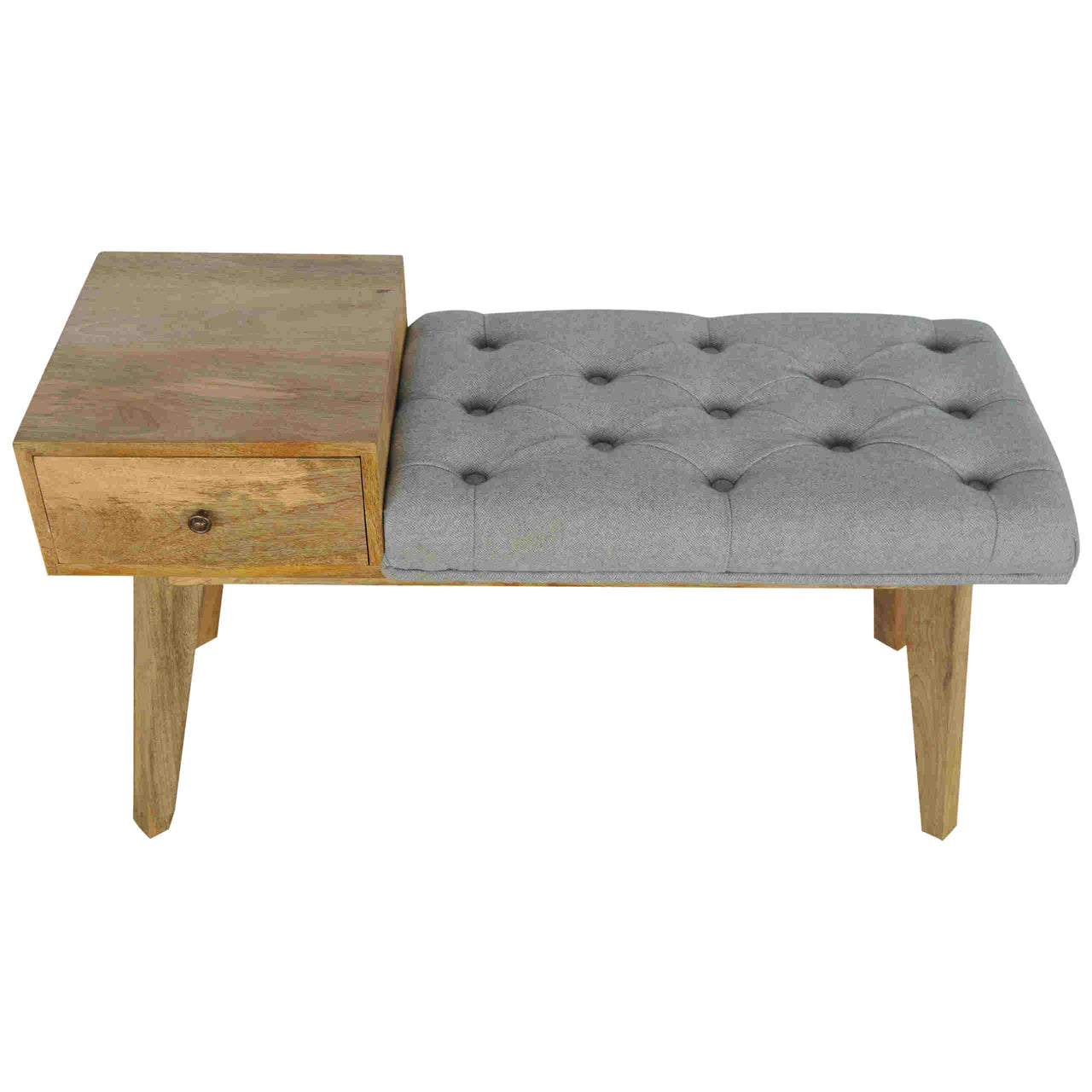 Grey Tweed 'Telephone' Bench with 1 Drawer - mancavesuperstore