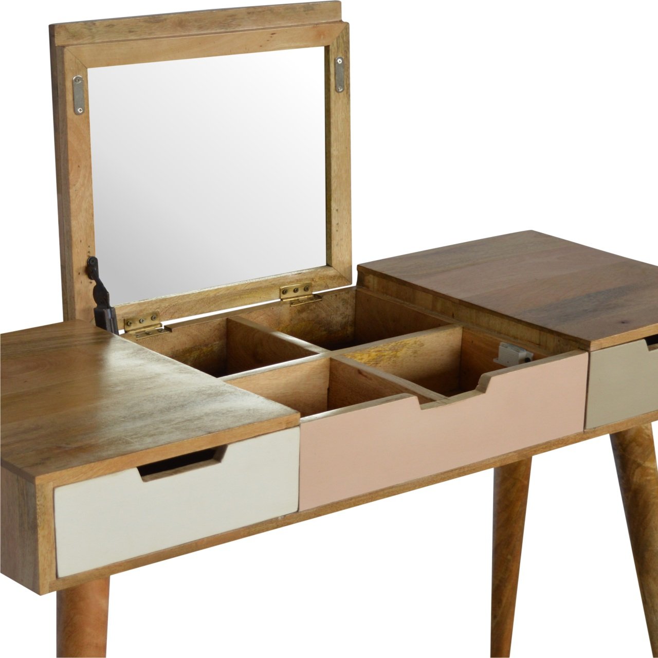 Blush Pink Dressing Table with Foldable Mirror - mancavesuperstore