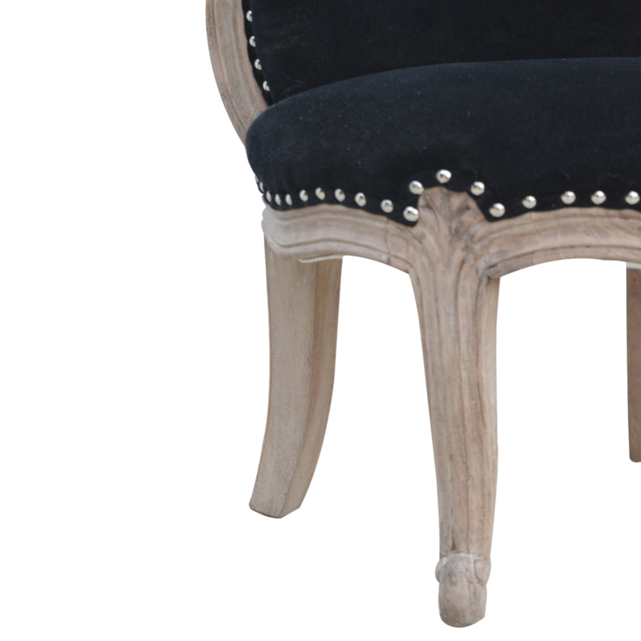 Black Velvet Studded Chair - mancavesuperstore